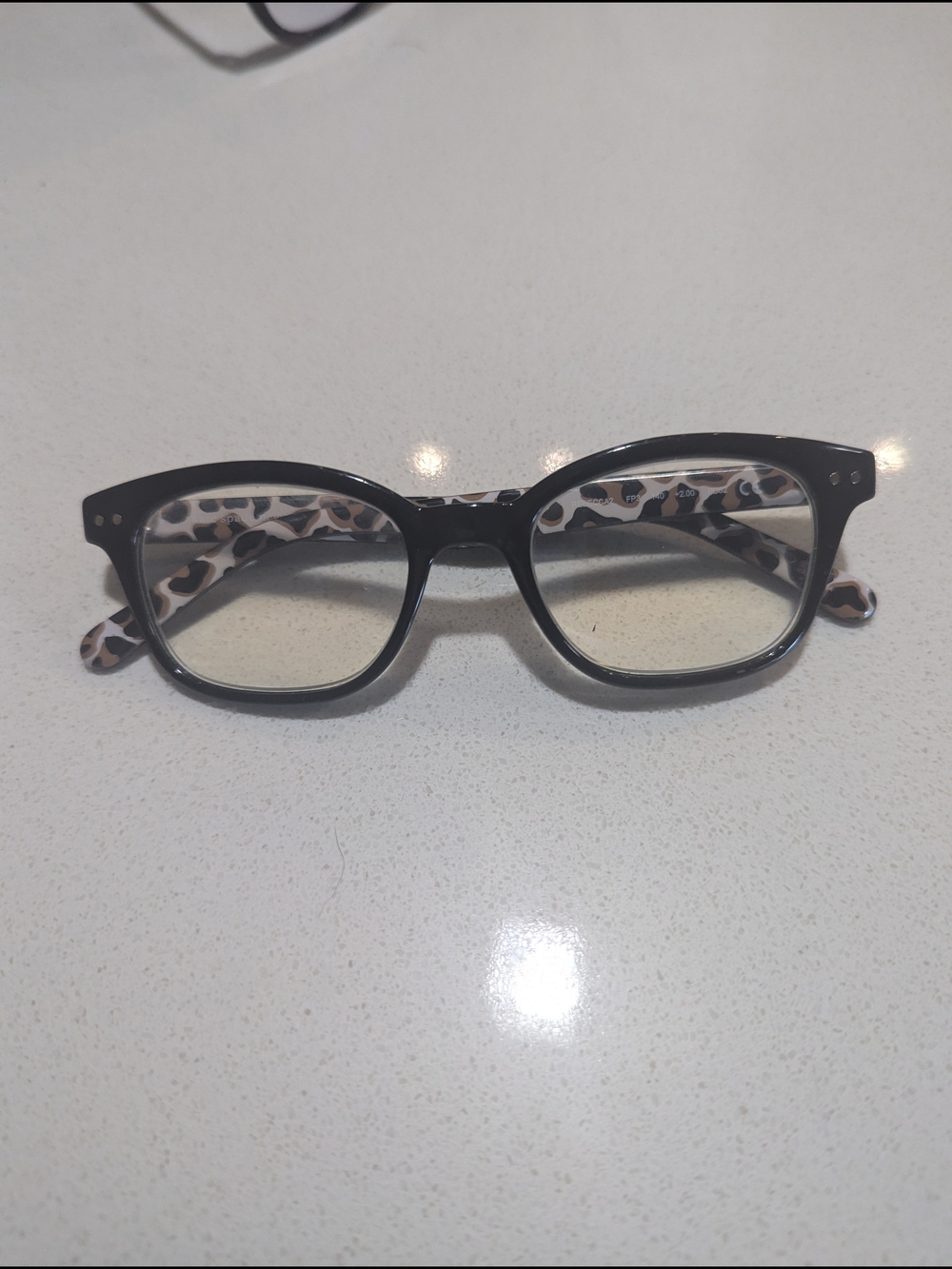 kate spade Black Frame Glasses with Leopard-Print Temples